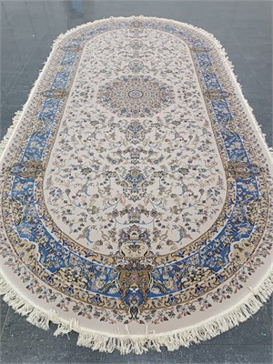 Ковер "MASHAD" (0502A_CREAM BLUE) Овал 2,0х4,0 0502A_CREAM BLUEo 2,0х4,0