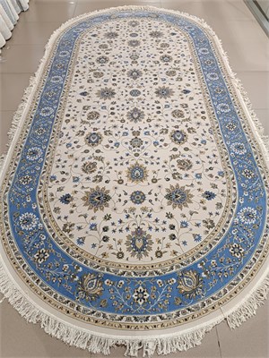 Ковер "MASHAD" (0501B_CREAM BLUE) Овал 2,0х4,0 0501B_CREAM BLUEo 2,0х4,0