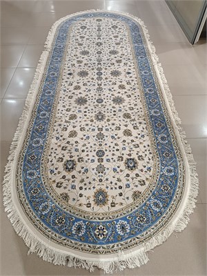 Ковер "MASHAD" (0501B_CREAM BLUE) Овал 1,5х4,0 0501B_CREAM BLUEo 1,5х4,0